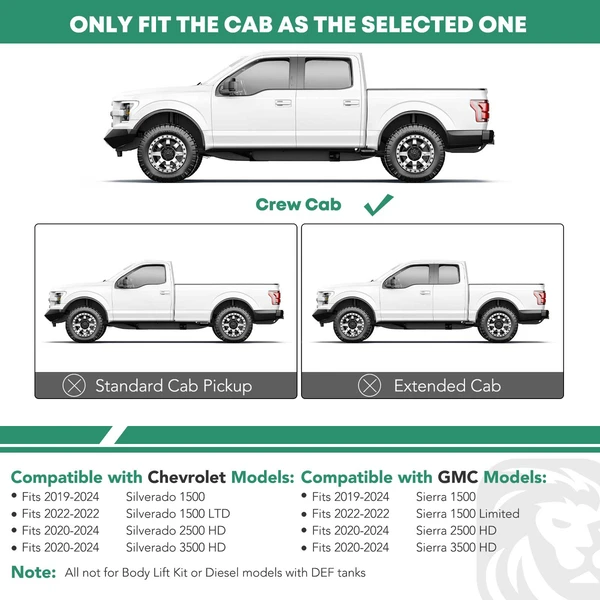 4 Inch Chrome S/S 304 Oval Side Step Bars for 2020-2024 Chevrolet Silverado 2500 HD