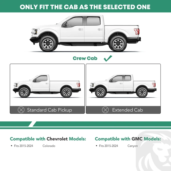 4 Inch Chrome S/S 304 Oval Bent End Side Step Bars for Chevrolet Colorado GMC Canyon Crew Cab