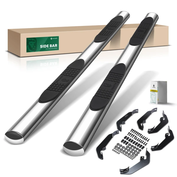 4 Inch Chrome S/S 304 Oval Straight Side Step Bars for Chevy Colorado GMC Canyon Crew Cab