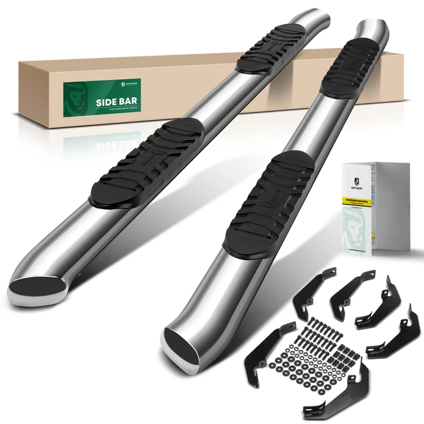 5 Inch Chrome S/S 304 Oval Bent End Side Step Bars for Chevy Colorado 2015-2024 Crew Cab