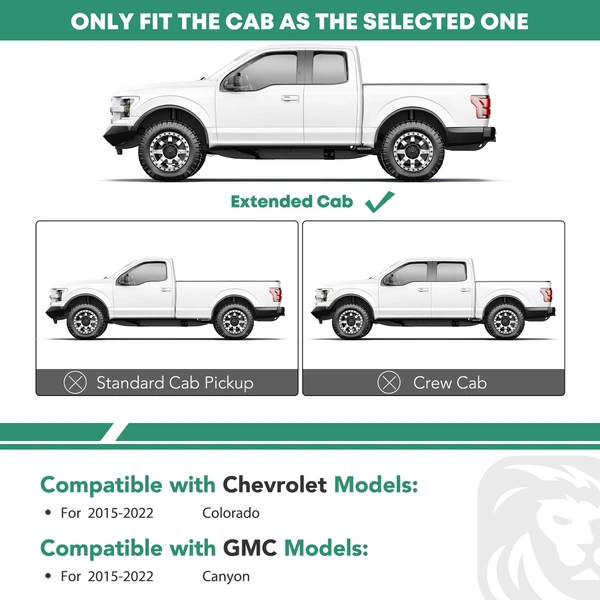 5 Inch Chrome S/S 304 Oval Straight Side Step Bars for 2015-2022 GMC Canyon