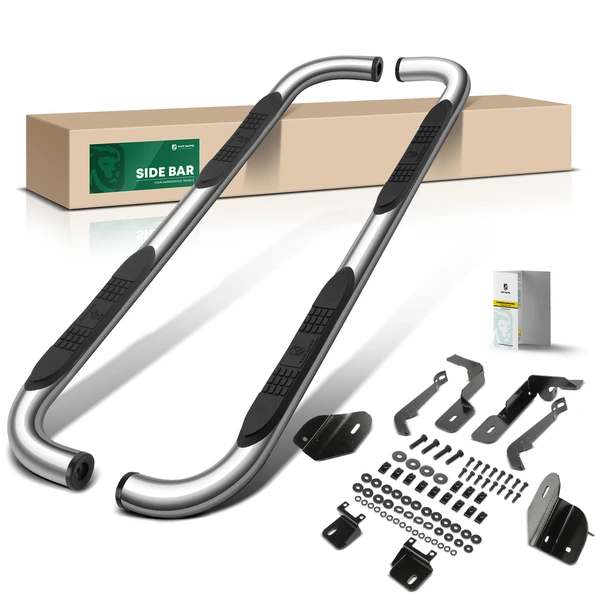 3 Inch Chrome S/S 304 Round 90-Degree Bent Ends Side Step Bars for 2015-2024 Chevrolet Colorado