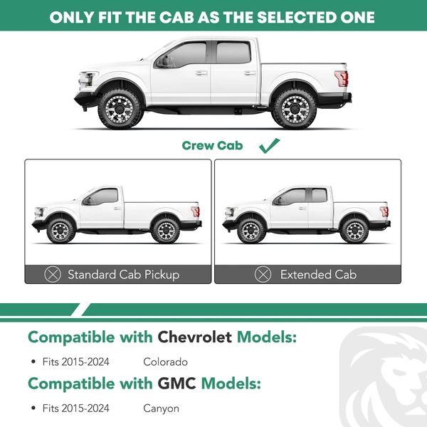 3 Inch Chrome S/S 304 Round 90-Degree Bent Ends Side Step Bars for 2015-2024 Chevrolet Colorado