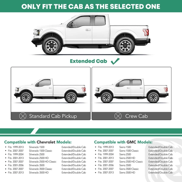 4.25 Inch Chrome S/S 304 Side Step Bars for 1999-2004 GMC Sierra 2500