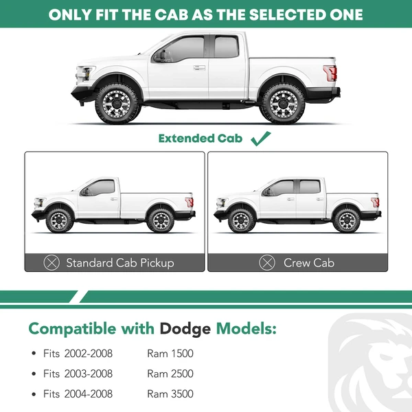 6 Inch Chrome S/S 304 Oval Straight Side Step Bars for 2003-2008 Dodge Ram 2500