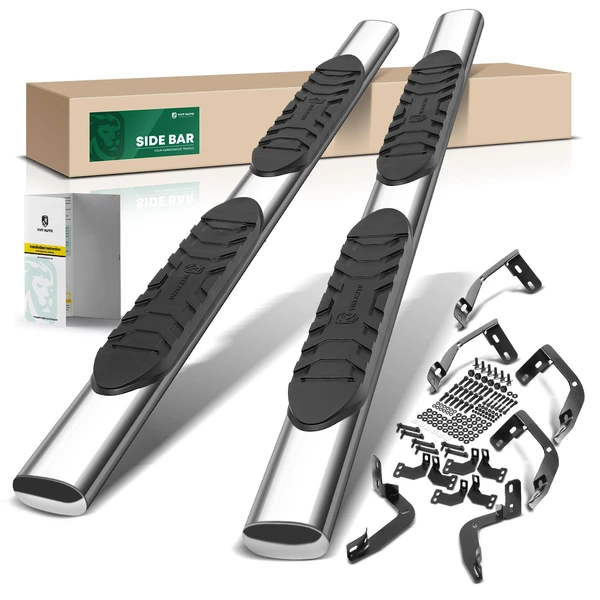 5 Inch Chrome S/S 304 Oval Straight Side Step Bars for 2009-2010 Dodge Ram 1500