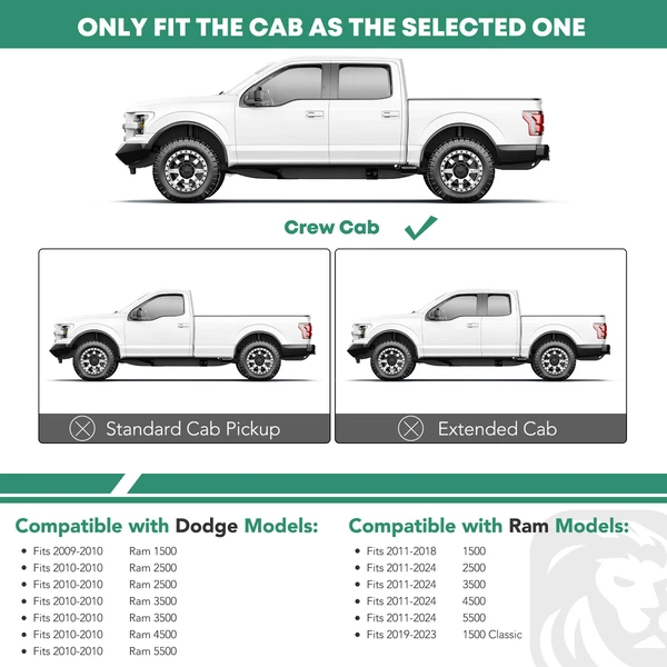 5 Inch Chrome S/S 304 Oval Straight Side Step Bars for 2009-2010 Dodge Ram 1500