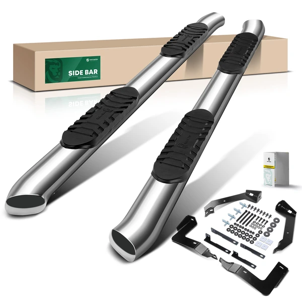 5 Inch Chrome S/S 304 Oval Bent End Side Step Bars for 2004-2008 Dodge Ram 3500