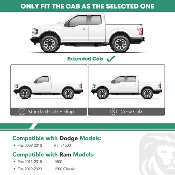 4 Inch Chrome S/S 304 Oval Straight Side Step Bars for 2009-2010 Dodge Ram 1500