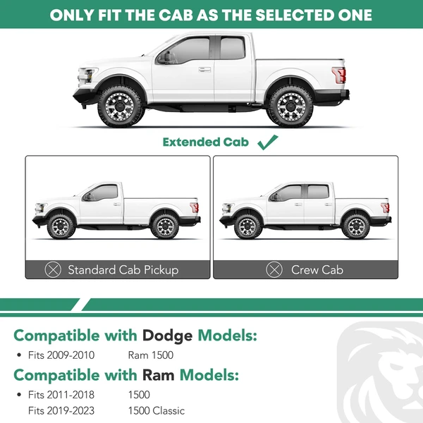 5 Inch Chrome S/S 304 Oval Straight Side Step Bars for 2009-2010 Dodge Ram 1500