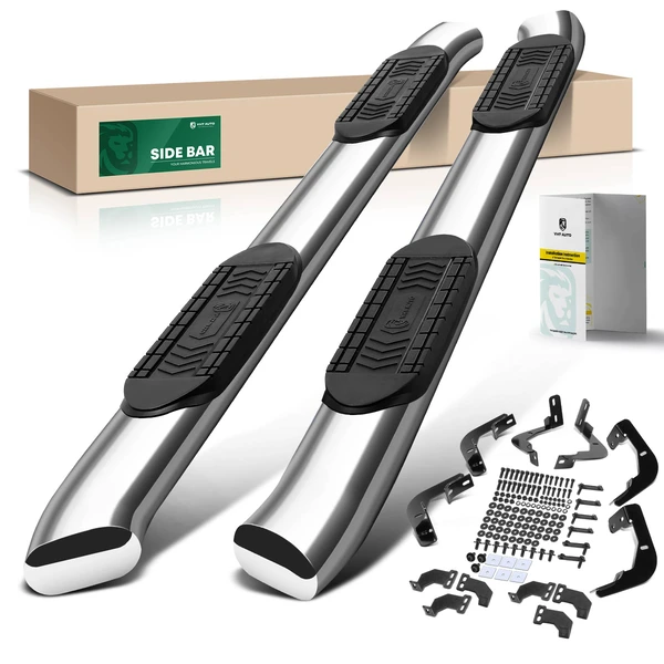 6 Inch Chrome S/S 304 Oval Bent End Side Step Bars for 2011-2018 Ram 1500