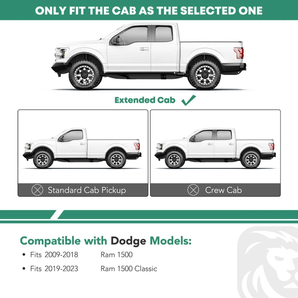 6 Inch Chrome S/S 304 Oval Bent End Side Step Bars for 2011-2018 Ram 1500