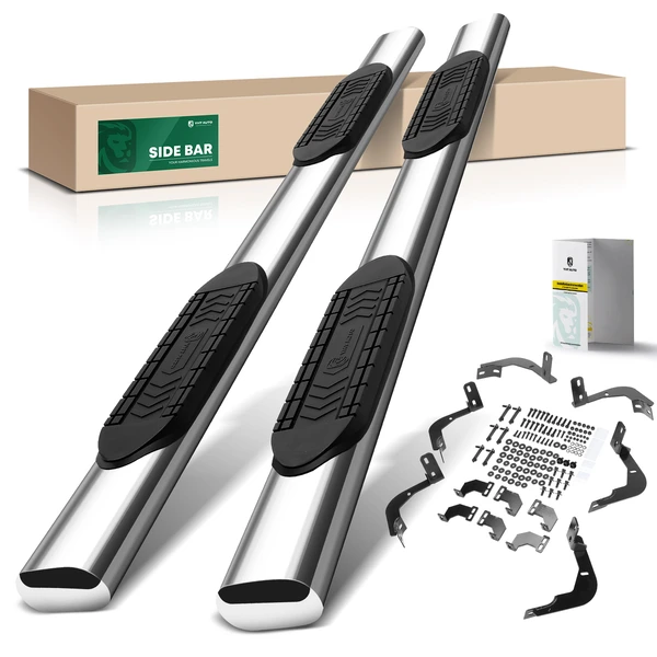 6 Inch Chrome S/S 304 Oval Straight Side Step Bars for 2009-2010 Dodge Ram 1500