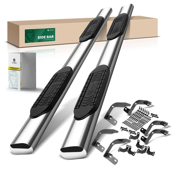 6 Inch Chrome S/S 304 Oval Straight Side Step Bars for 2009-2010 Dodge Ram 1500