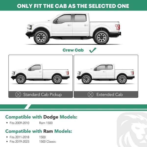 6 Inch Chrome S/S 304 Oval Straight Side Step Bars for 2009-2010 Dodge Ram 1500