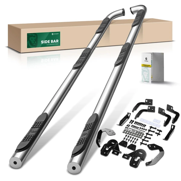 2 Pcs 3 Inches Chrome S S 304 Wheel To Wheel Nerf Bar for Dodge Ram 1500 2500 3500 Crew Cab