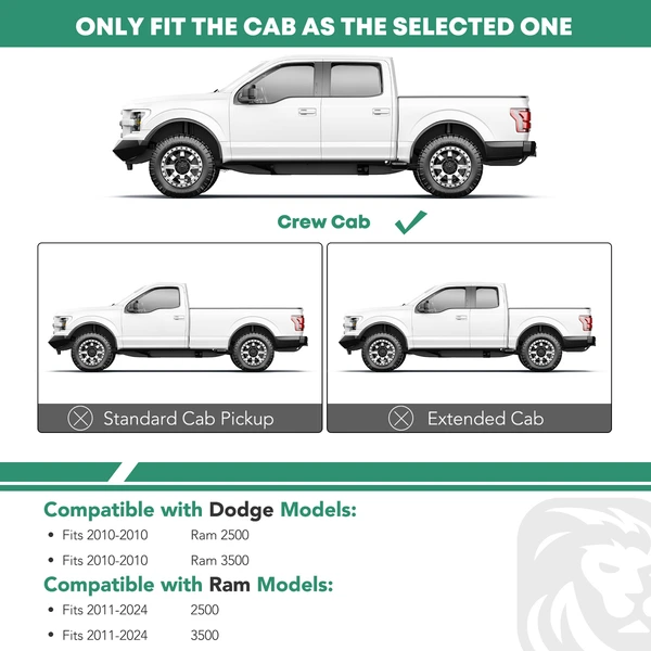 6 Inch Chrome S/S 304 Oval Straight Side Step Bars for 2010 Dodge Ram 2500