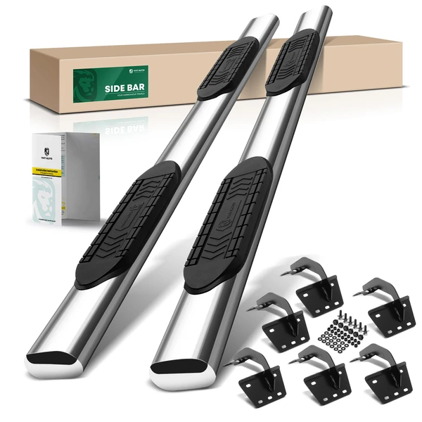 6 Inch Chrome S/S 304 Oval Straight Side Step Bars for 2019-2024 Ram 1500