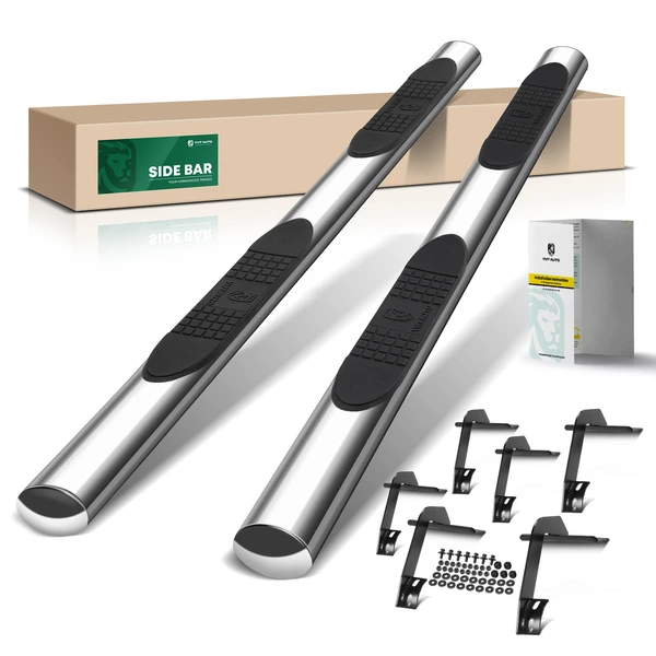 4 Inch Chrome S/S 304 Oval Straight Side Step Bars for 2019-2024 Ram 1500