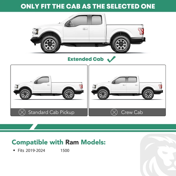 5 Inch Chrome S/S 304 Oval Straight Side Step Bars for 2019-2024 Ram 1500