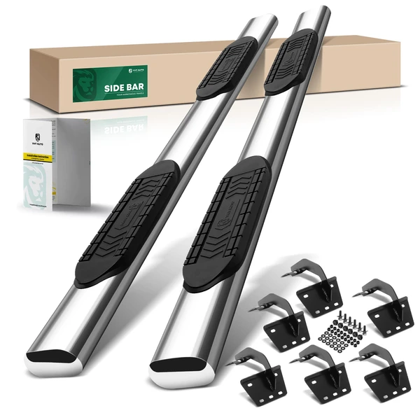 6 Inch Chrome S/S 304 Oval Straight Side Step Bars for 2019-2024 Ram 1500