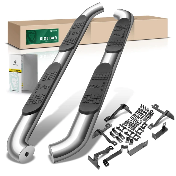 4 Inch Chrome S/S 304 Oval Bent End Side Step Bars for 2011-2017 Dodge Durango