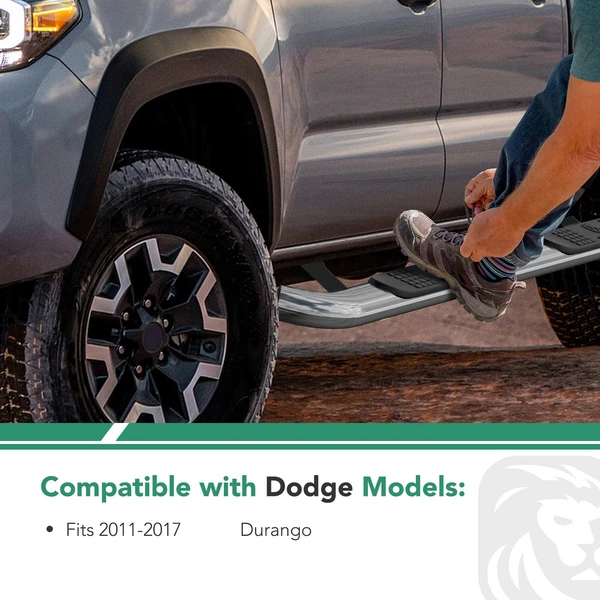 4 Inch Chrome S/S 304 Oval Bent End Side Step Bars for 2011-2017 Dodge Durango