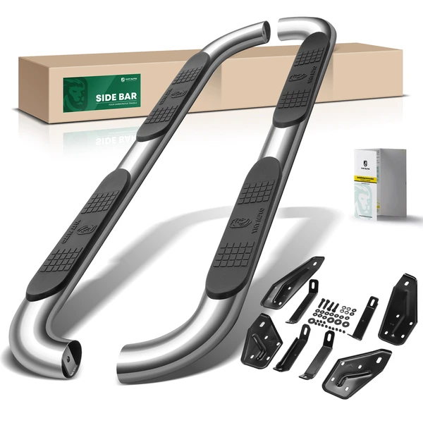 4 Inch Chrome S/S 304 Oval Bent End Side Step Bars for Ram 1500 2019-2025