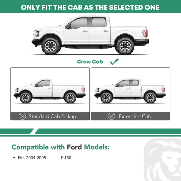 5 Inch Chrome S/S 304 Oval Straight Side Step Bars for 2004-2008 Ford F-150