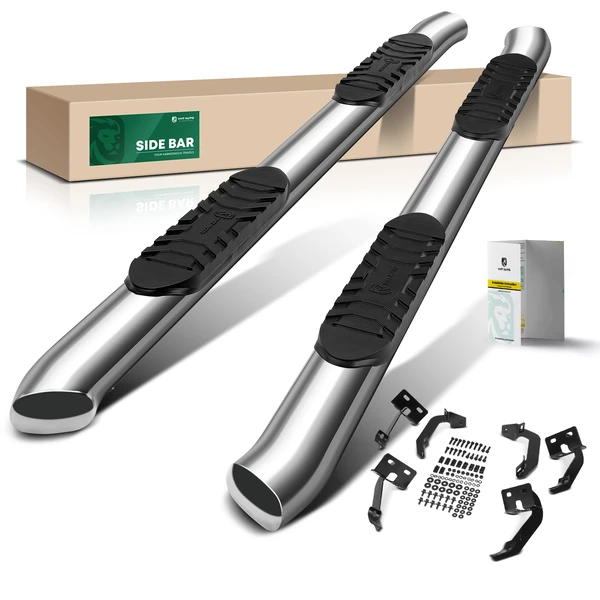 5 Inch Chrome S/S 304 Oval Bent End Side Step Bars for Ford F-150 2009-2014 Crew Cab