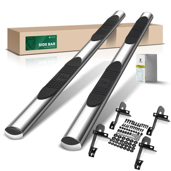 4 Inch Chrome S/S 304 Oval Straight Side Step Bars for 2001-2003 Ford F-150