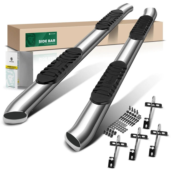 5 Inch Chrome S/S 304 Oval Bent End Side Step Bars for 2004-2008 Ford F-150