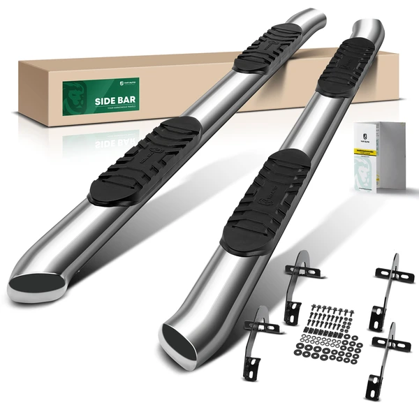 5 Inch Chrome S/S 304 Oval Bent End Side Step Bars for Ford F-150 2009-2014 Extended Cab