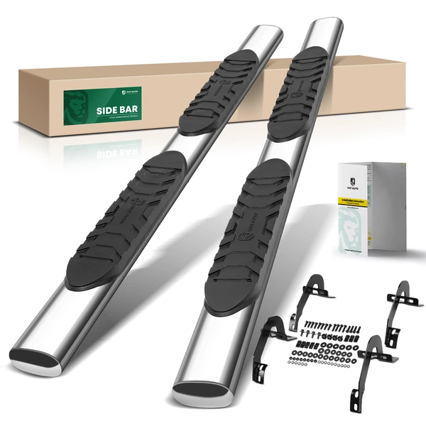 5 Inch Chrome S/S 304 Oval Straight Side Step Bars for 2009-2014 Ford F-150