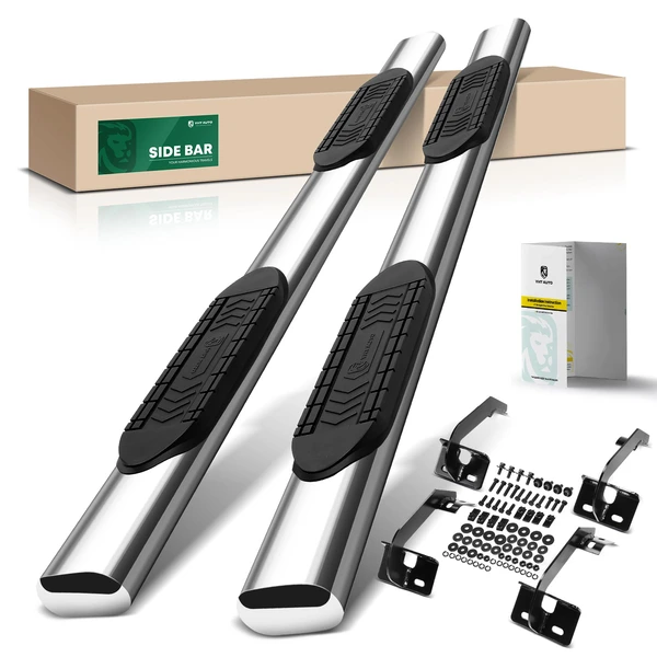 6 Inch Chrome S/S 304 Oval Straight Side Step Bars for 2009-2014 Ford F-150