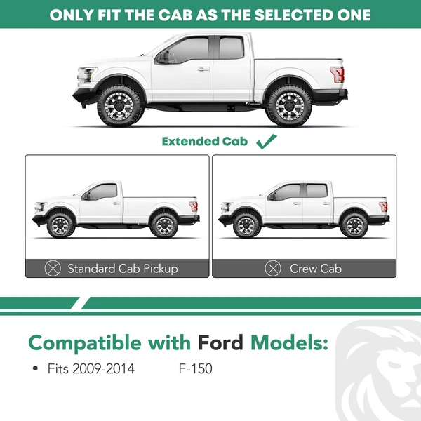 6 Inch Chrome S/S 304 Oval Straight Side Step Bars for 2009-2014 Ford F-150