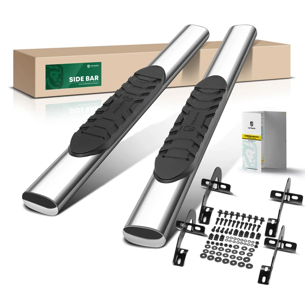 5 Inch Chrome S/S 304 Oval Straight Side Step Bars for Ford F-150 09-14 Standard Cab Pickup