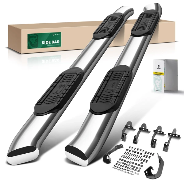 6 Inch Chrome S/S 304 Oval Bent End Side Step Bars for 2009-2014 Ford F-150