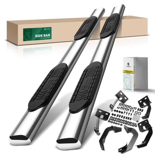 6 Inch Chrome S/S 304 Oval Straight Side Step Bars for 2009-2014 Ford F-150