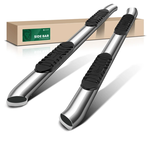 5 Inch Chrome S/S 304 Oval Bent End Side Step Bars for Ford F-150 Crew Cab Pickup