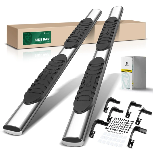 5 Inch Chrome S/S 304 Oval Straight Side Step Bars for 2015-2024 Ford F-150