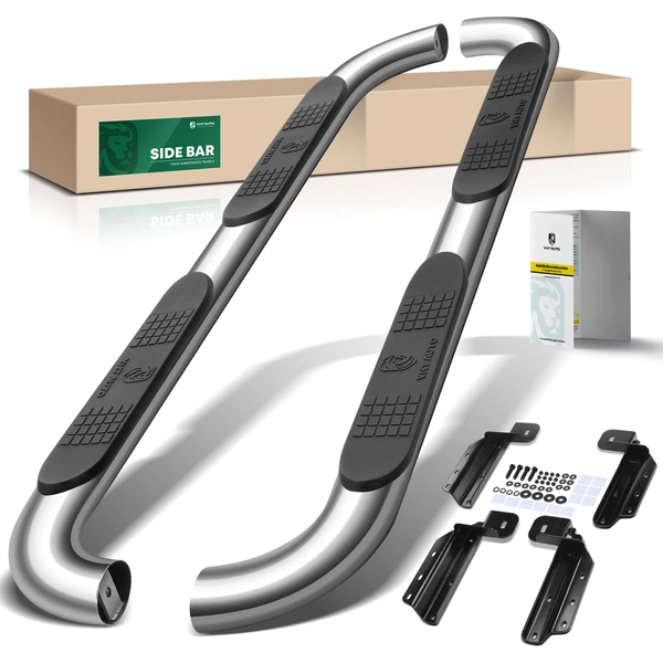 4 Inch Chrome S/S 304 Oval 90 Degree Bent End Side Step Bars for Ford F-150 2015-2024