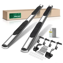 4 Inch Chrome S/S 304 Oval Straight Side Step Bars for 2015-2024 Ford F-150