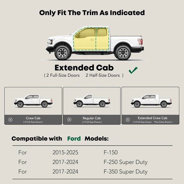 5 Inch Chrome S/S 304 Oval Straight Side Step Bars for 2015-2024 Ford F-150
