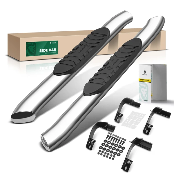 5 Inch Chrome S/S 304 Oval Bent End Side Step Bars for Ford F-250 Super Duty Standard Cab 58.268 inches