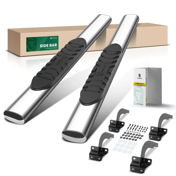 5 Inch Chrome S/S 304 Oval Straight Side Step Bars for 2015-2023 Ford F-150