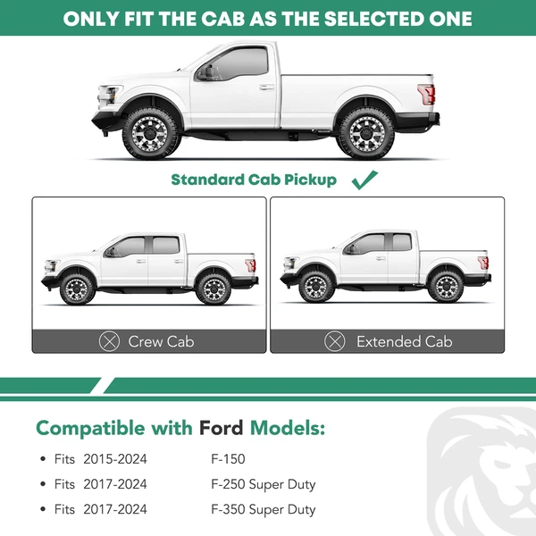 5 Inch Chrome S/S 304 Oval Straight Side Step Bars for 2015-2023 Ford F-150