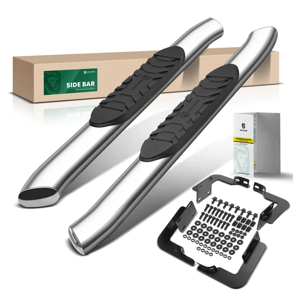 5 Inch Chrome S/S 304 Oval Bent End Side Step Bars for 1999-2016 Ford F-350 Super Duty