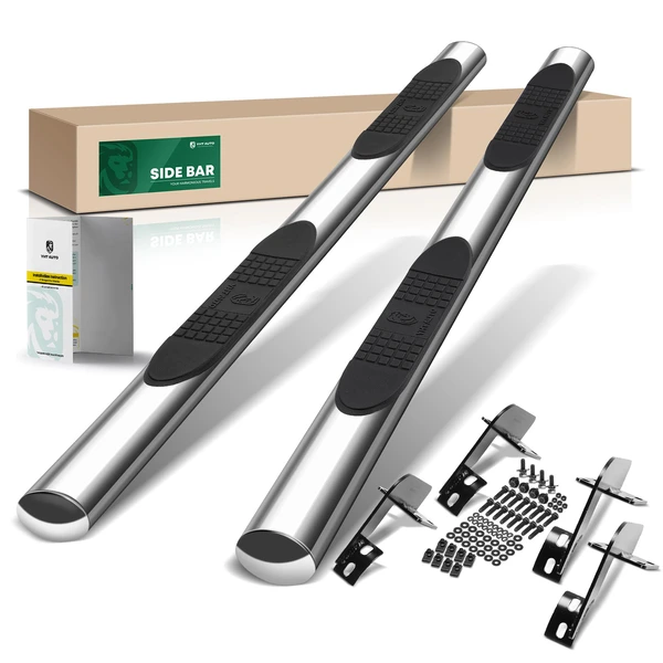 4 Inch Chrome S/S 304 Oval Straight Side Step Bars for 1999-2003 Ford F-550 Super Duty