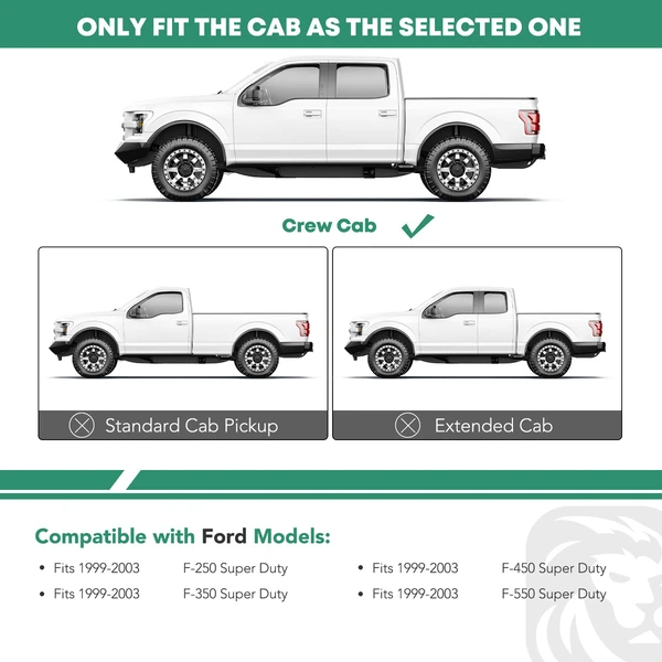 4 Inch Chrome S/S 304 Oval Straight Side Step Bars for 1999-2003 Ford F-550 Super Duty